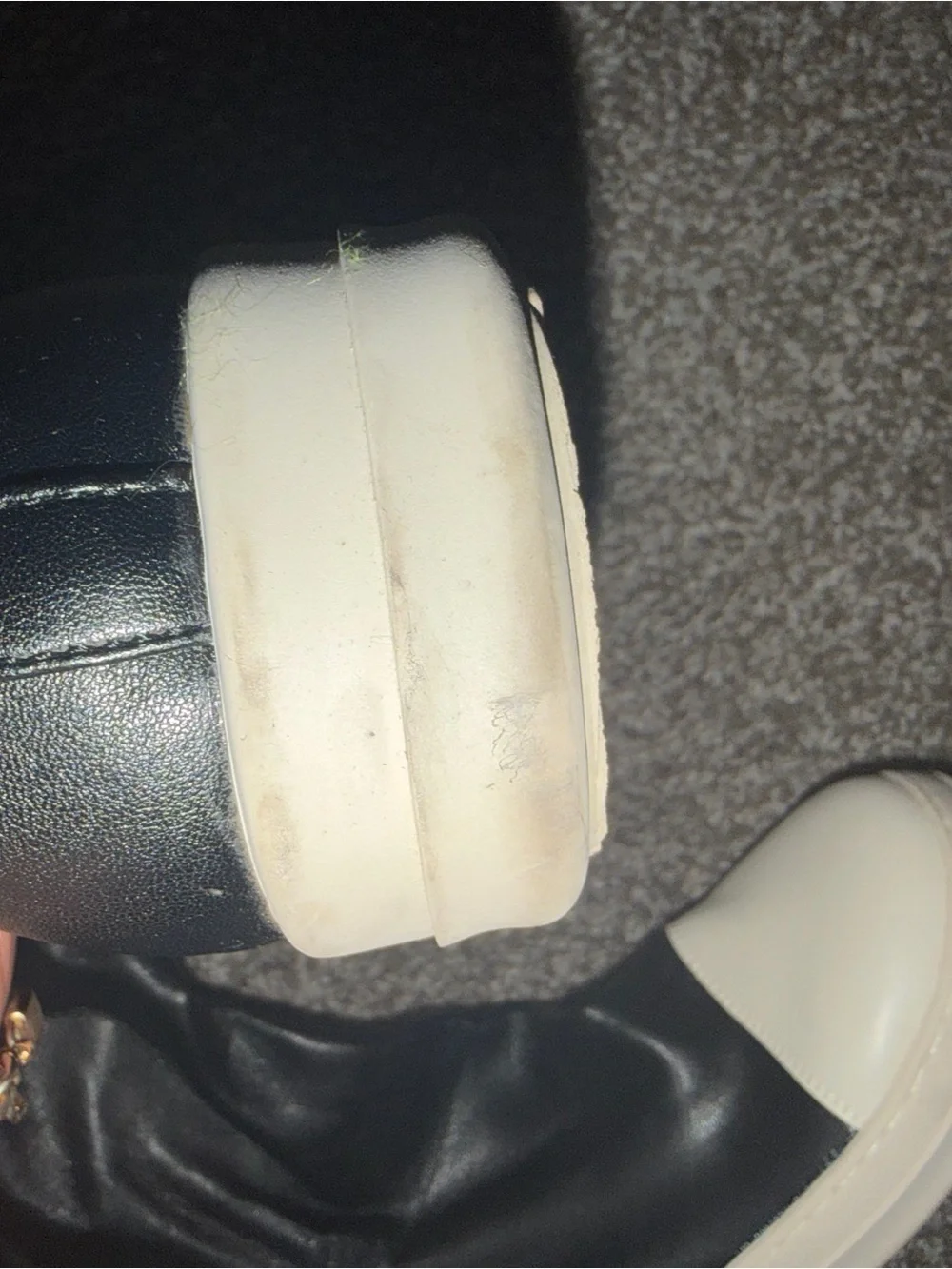 Black Over-the-Knee Faux Leather Boots with White Toe Cap
